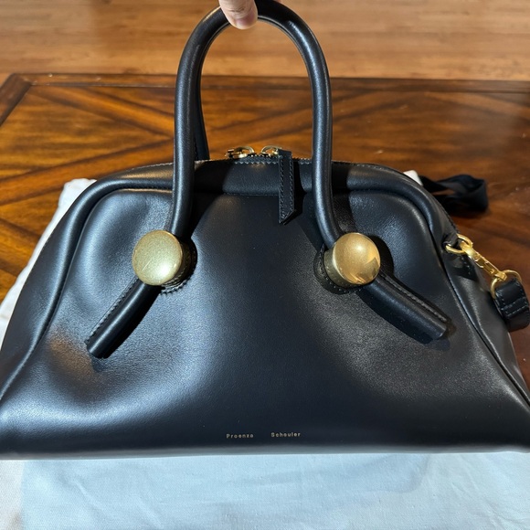 Proenza Schouler Black and Gold Satchel with Structured Design - Picture 3 of 8